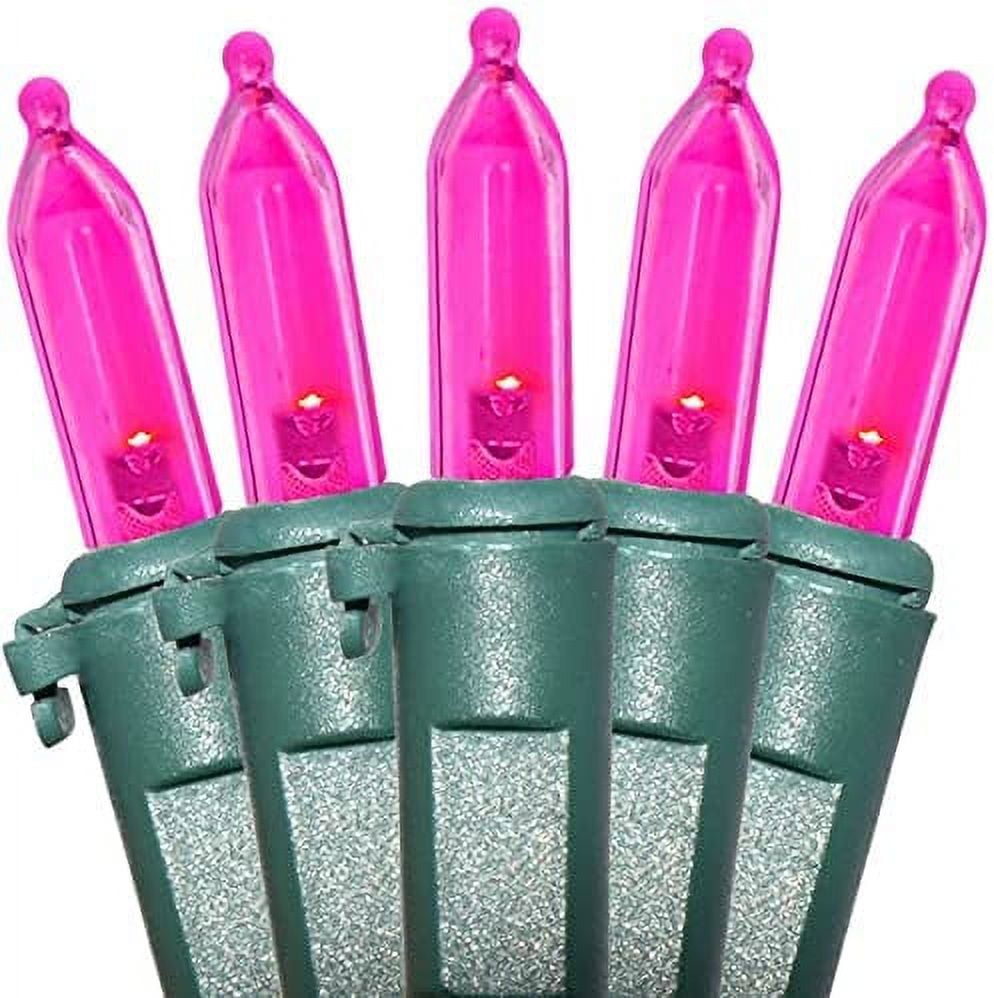 Pink 100 Mini LED Christmas Fairy Lights Green Wire for Valentines