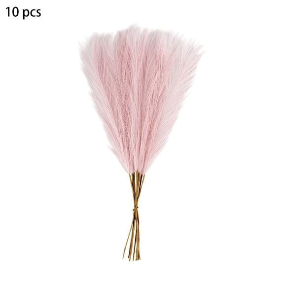 Pink 10Pcs Fake Pampas Grass With Minimalistic Elegant Design, Metal And Silk Construction For Bedroom, Dining Room Decor And Party, Bohemian Decorate