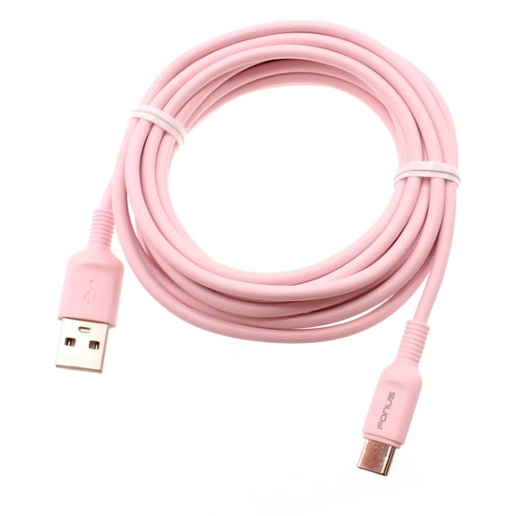 Pink 10ft Long USB-C Cable for Cricket Icon 6/5/4/3 - Charger Cord Power Wire Type-C Fast Charge Sync