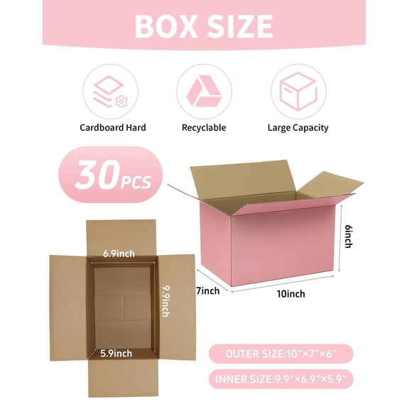 Pink 10x7x6 Inch Corrugated Cardboard Packing & Shipping Boxes