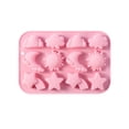 Pink 12-Cavity Silicone Tray Mold with Star and Sun Shapes, Easy ...