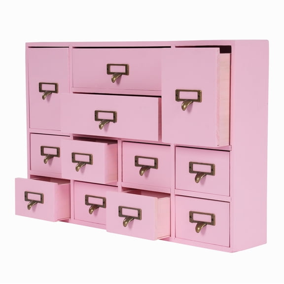 Pink 12-Drawer Desktop Drawer Organizer - No-Assembly Storage for Stationery & Cosmetics