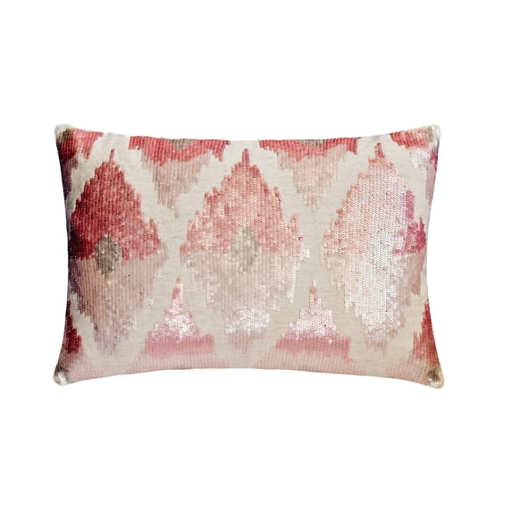 Pink 12"x18" (30x45 cm) Lumbar Pillow Cover, Linen Ombre & Sequins Embroidery Oblong Pillow, Abstract Pattern Modern Style - Pretty Little thing