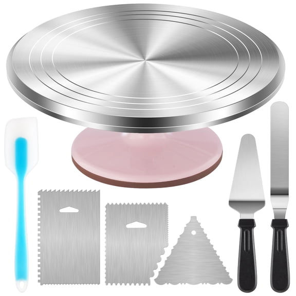 Pink 13.39 Inch Aluminium Cake Turntable Kit Baking Decorating Supplies
