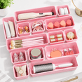 Pink Drawer Stuff Pink 13 Pack Plastic Drawer Organizer Set with 3 Sizes for Vanity ...
