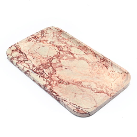 Pink 14" x 8.5" x 0.7" Marble Serving Tray for Kitchen Bathroom Living Room