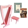 thumbnail image 1 of Pink 15 String Beginners Harp w/ bench +Early Music for the Harp Book Bundle, 1 of 4