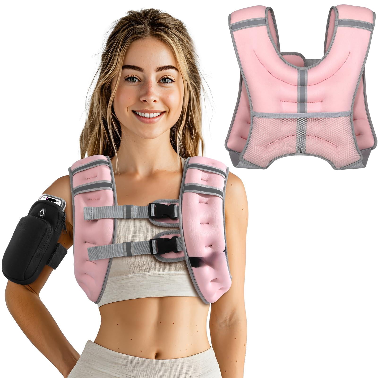 Pink 15 lb Weighted Vest for Workout Running Walking