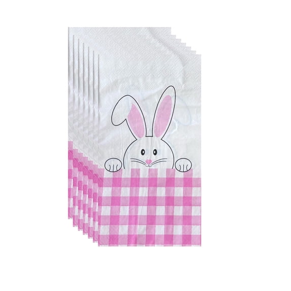 Pink 16Pc Bunny Themed Paper Napkins, Thick Absorbent Disposable Party Napkins With Festive Print For Birthday Celebrations, Table Setting And Family Gatherings