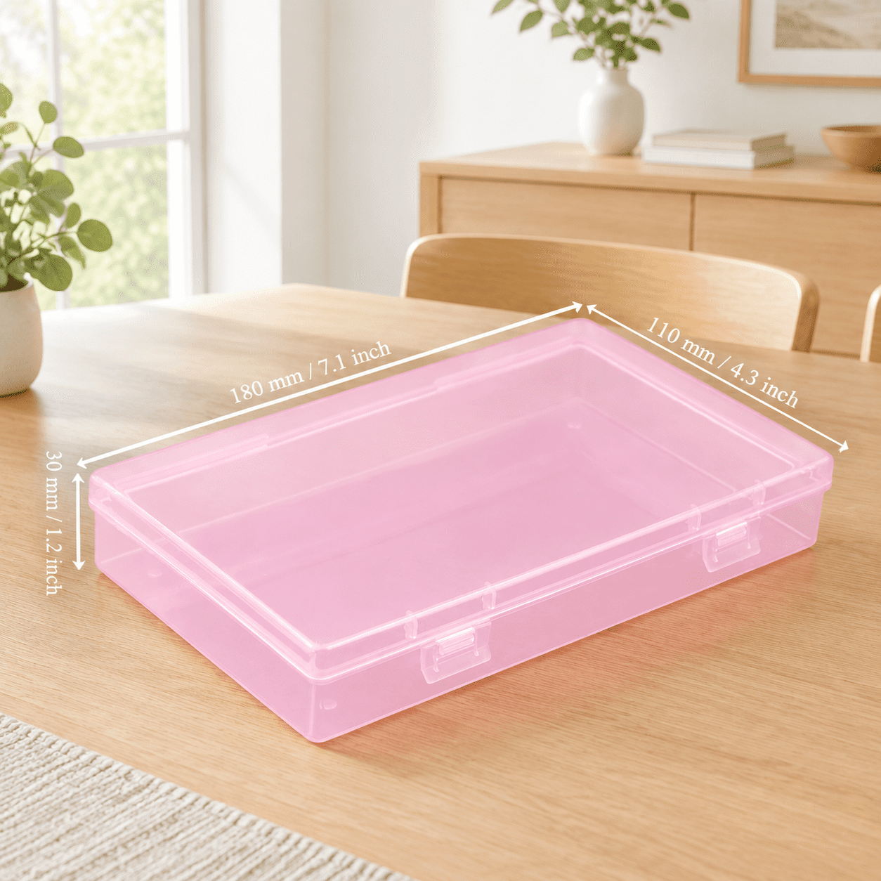 Pink 180 x 110 x 30 mm Rectangular Plastic Storage Boxes, Set of 4 ...