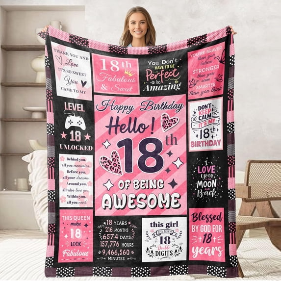 Pink 18th Birthday Blanket for Girls - Walmart.com