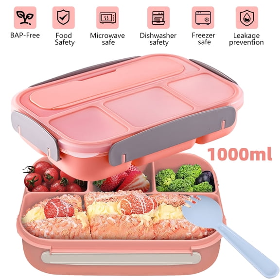 Pink 1L PP Insulated Airtight Microwavable Square Lunch Box