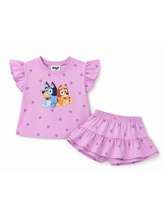 Pink 2 PC Bluey skort set - 4T