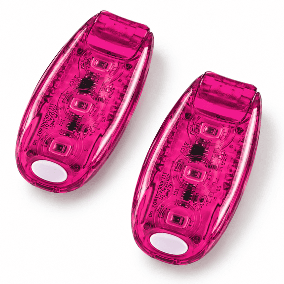 Pink 2-Pack Rechargeable LED Clip-On Safety Light with 6 Lighting Modes