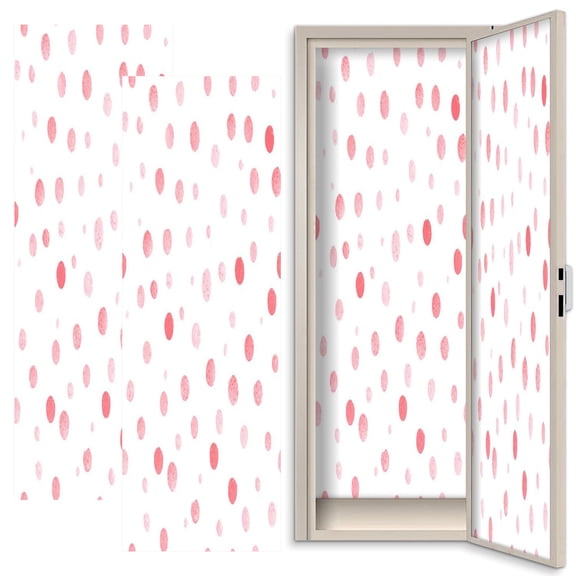 Pink 2 Pcs School Locker Magnetic Wallpaper 12" x 36" Irregular polka Repeating pink circles white Endless Reusable Removable Locker Accessories Back to School Supplies