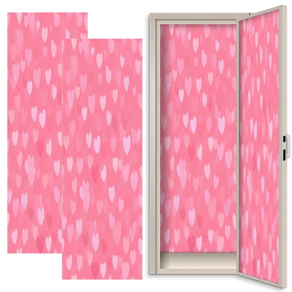 Pink 2 Pcs School Locker Magnetic Wallpaper 12" x 36" hearts heart shape Reusable Removable Locker Accessories Back to School Supplies