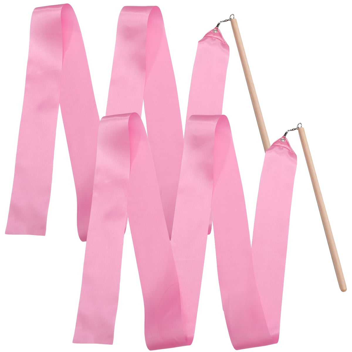 Pink 2 Pcs Wooden Bamboo Gymnastics Equipment for Kids Ribbon Aldult No