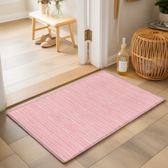 Pink 2'x3' Small Rugs for Entryway Front Door Kitchen Sink Area, Country Vintage Minimalist Solid Color Backdrop Soft Sturdy Mats Washable Non Slip Rectangle Area Rug