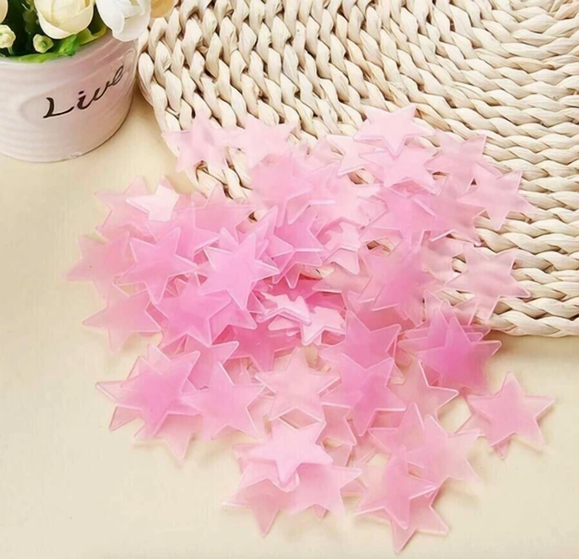 Pink 200 3D Home Wall Ceiling Glow In The Dark Stars Child Room Plastic Stickers