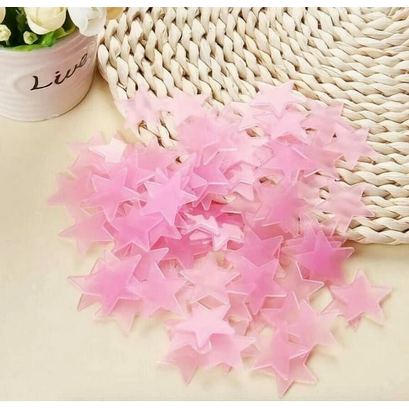 Pink 200 3D Home Wall Ceiling Glow In The Dark Stars Child Room Plastic Stickers