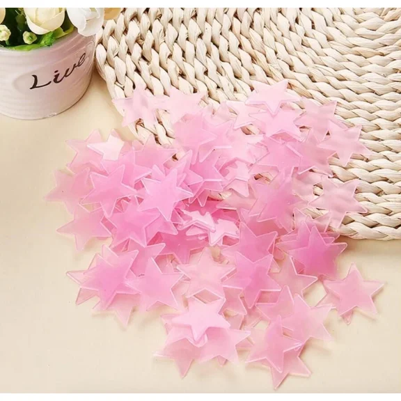Pink 200 X 3D Home Wall Ceiling Glow In The Dark Stars Room Kid Plastic Stickers