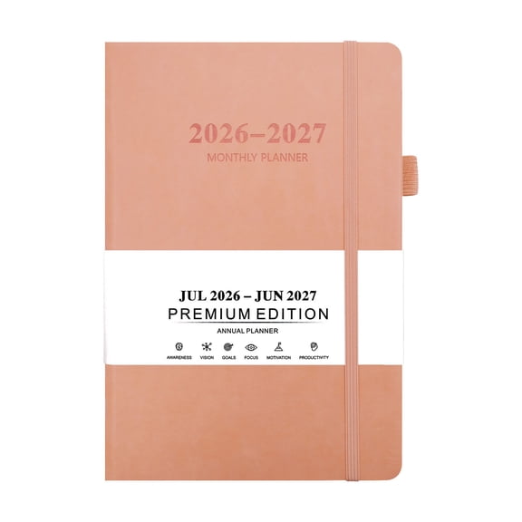 Pink 2026-2027 Bilingual Planner A5, Simple Design With Date Markings, For School, Work, And Personal Organization