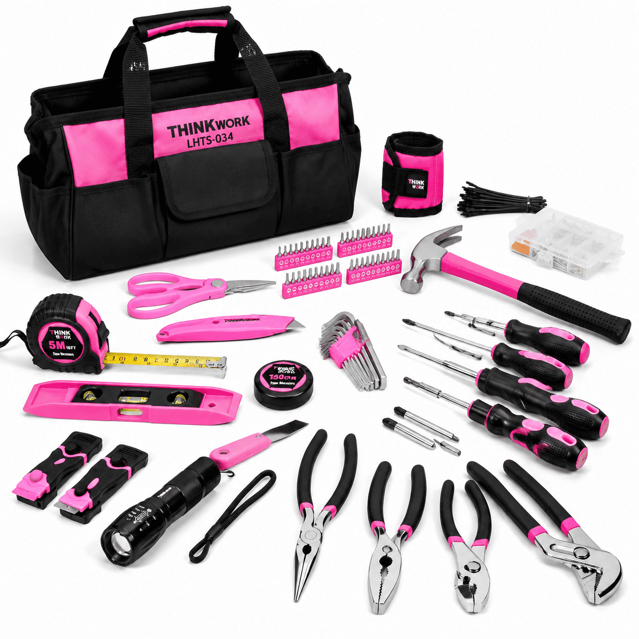 Men Fixing Tools Pink 207 Piece Portable Home Repair Tool Set with 13 Inch Storage Bag ...