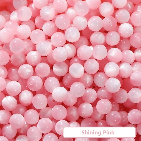 Pink 20Pcs Resin Beads 8Mm For Diy Jewelry Making Multicolor Round Beads For Keychain Bracelet Craft 0.31 Inches Each 0.2 Lb Art And Craft Supply