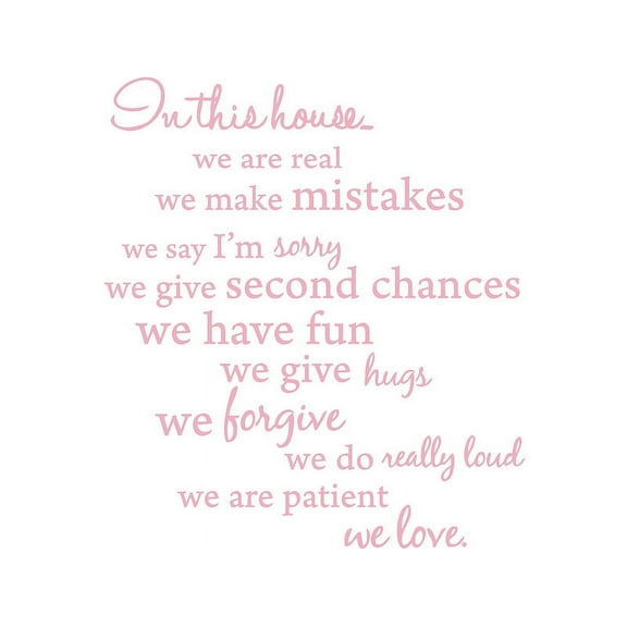 Pink 22" x 25" In this house, We are Real... Vinyl Wall Art Home Decor Decal Sticker
