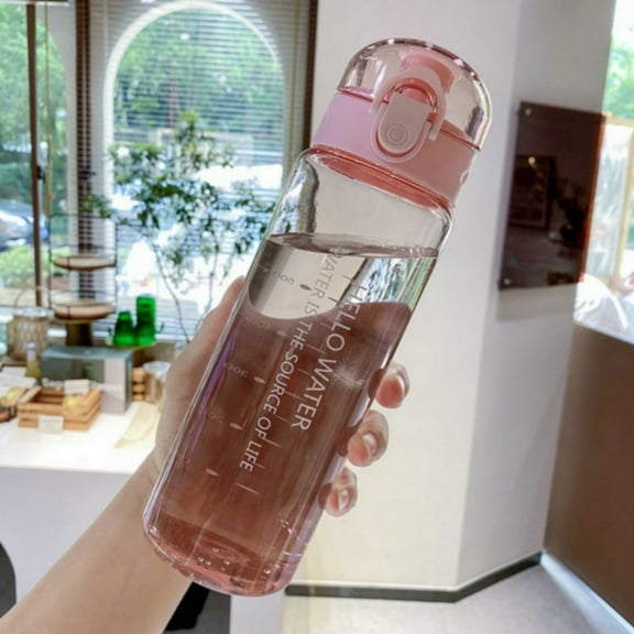 Pink 26.4oz BPA Free Water Bottle with Scale| Clear Plastic Water Bottles | Sports Gym Bottle | Sport Water Bottles | Reusable Water Bottles | Smart Sports Bottle