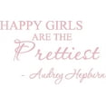 thumbnail image 1 of Pink 26" X 16" Happy girls are the prettiest. Audrey Hepburn. Art Home Mural Vinyl wall art Inspirational quotes and saying home decor decal sticker, 1 of 1
