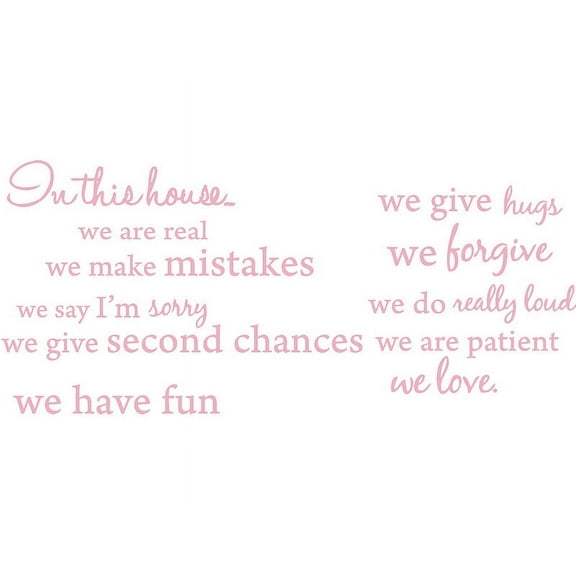 Pink 27" x 30" In this house, We are Real... Vinyl Wall Art Home Decor Decal Sticker