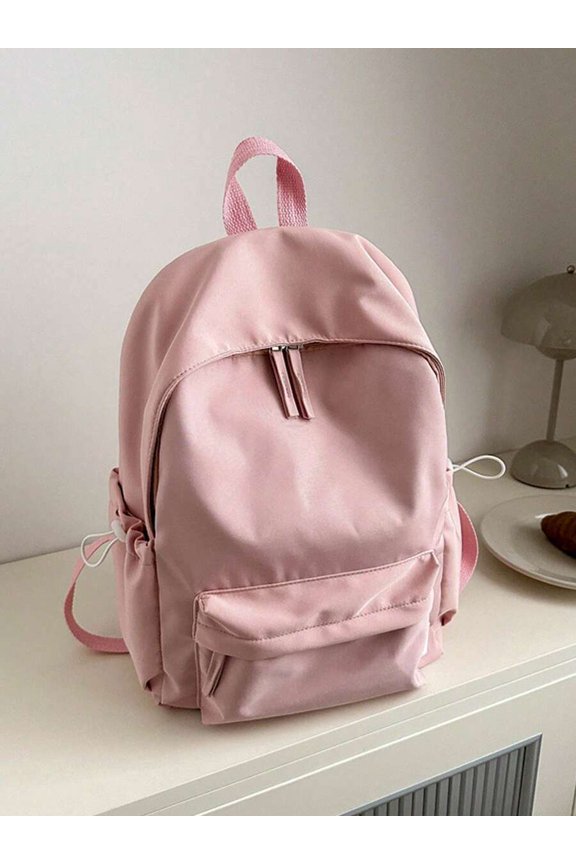 Pink 28L Waterproof Polyester Day Pack With Front Pocket And Side Pockets