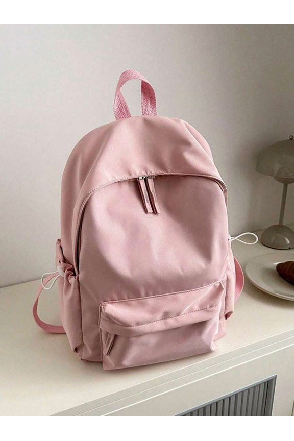 Pink 28L Waterproof Polyester Day Pack With Front Pocket And Side Pockets