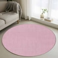 thumbnail image 1 of Pink 3.3ft Round Rug, Farmhouse Burlap Solid Pink Color Modern Linen Texture Non-Skid Rubber Backing Large Area Rugs - Living Room Bedroom Home Office, Indoor Floor Mat Carpets Washable Rug, 1 of 9
