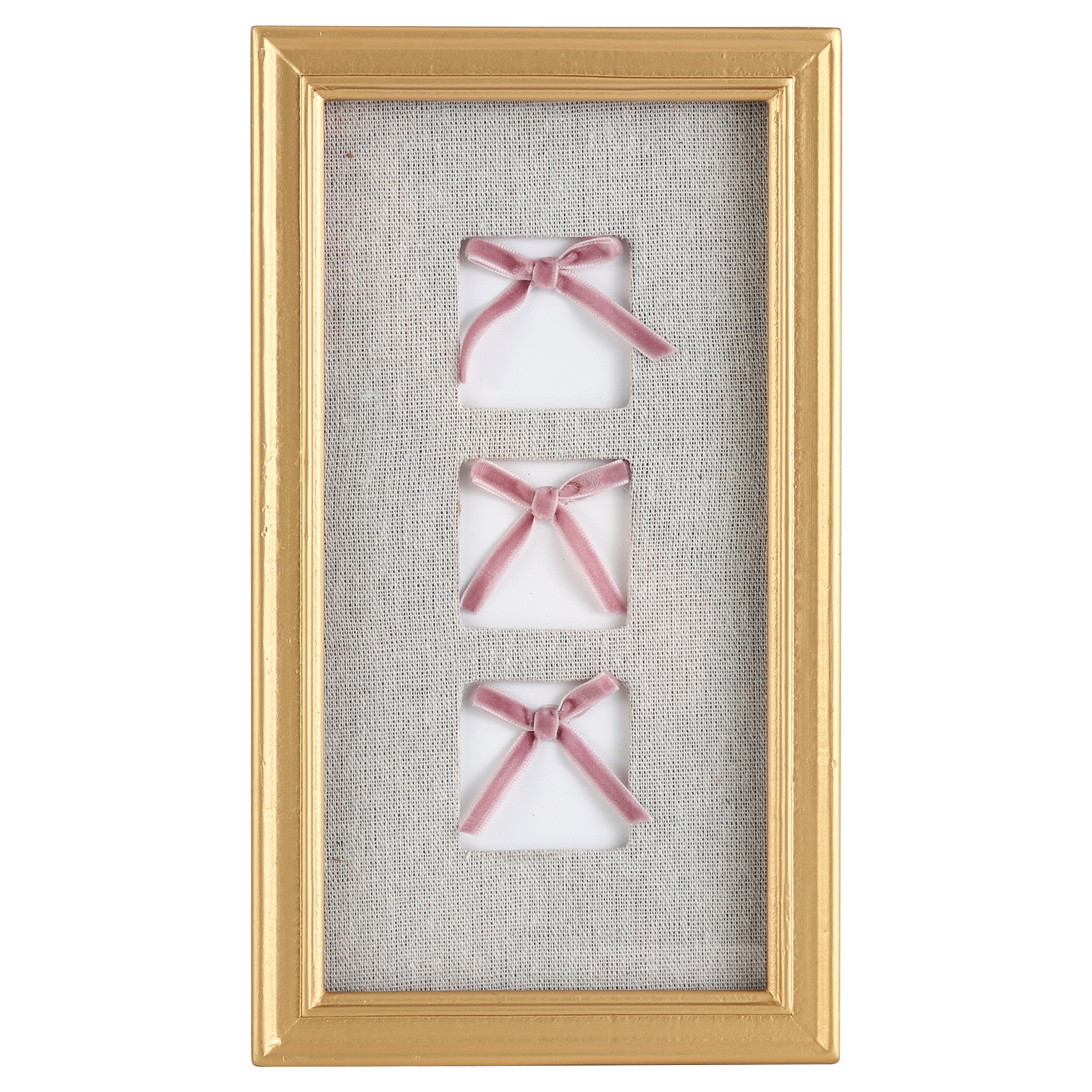 Home Decor Collection, Decorative Pink 3 Bow Framed Picture Wall Art