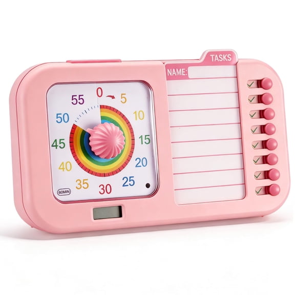 Pink 3-in-1 Visual Timer with Planning Board and Task Chore Chart