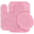 thumbnail image 1 of Pink 3 pieces bathroom rug Non-Slip Set bath mats super soft plush with toilet lid cover #6, 1 of 3