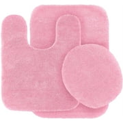 Pink 3 pieces bathroom rug Non-Slip Set bath mats super soft plush with toilet lid cover #6