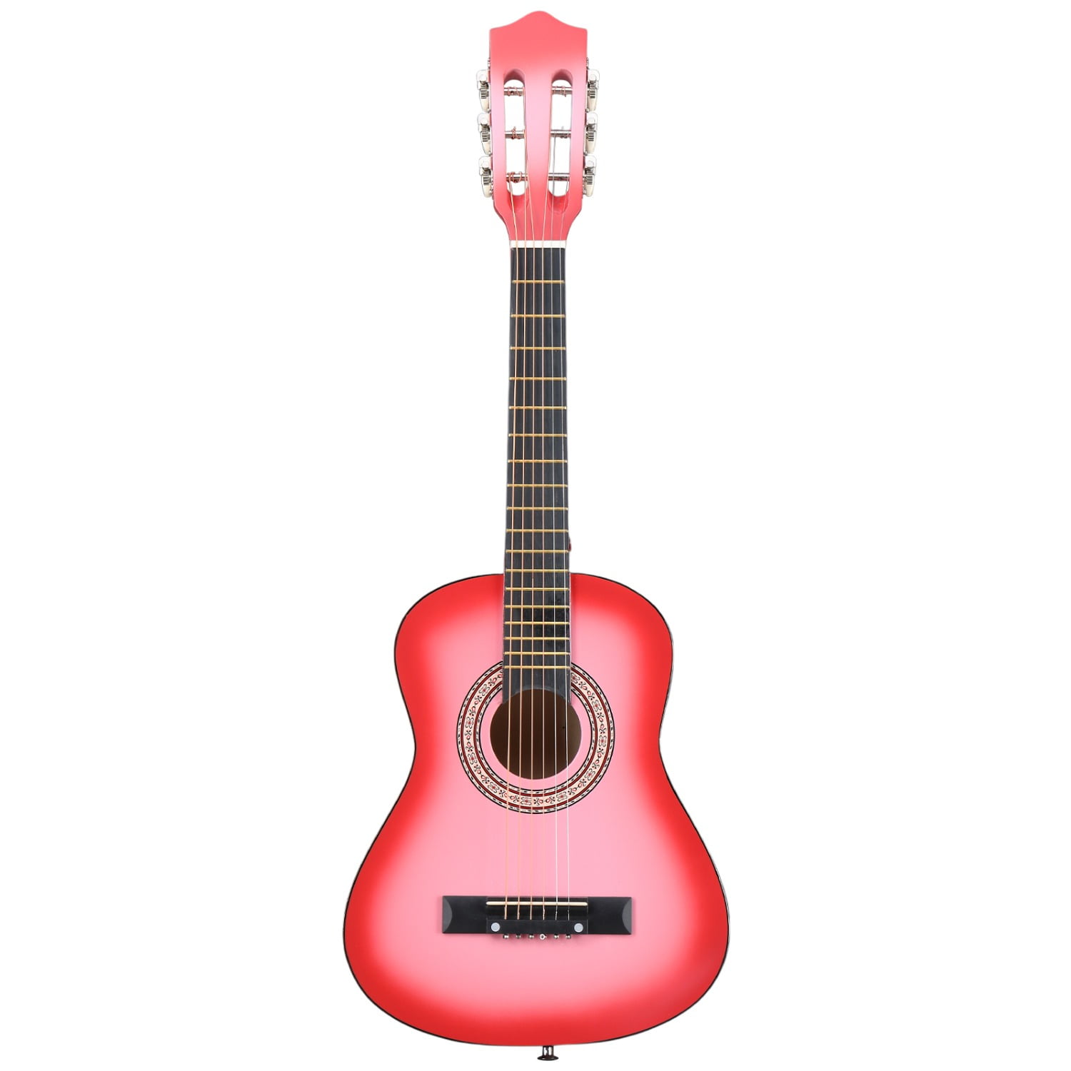 Pink 30-inch  acoustic guitar with pick, strings, capo, gig bag, tuner and shoulder strap
