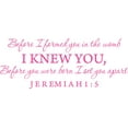 thumbnail image 1 of Pink 30" x 12" Decaltor Before I formed you in the womb Jeremiah 1:5 Vinyl wall art family mother newborn bible prayer Inspirational quotes and saying home décor, 1 of 1