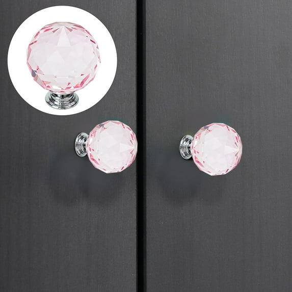 Pink 30Mm Glass Cabinet Pull Handle, Alloy Base Knob for Drawer, By Meiiso, Large Inventory!