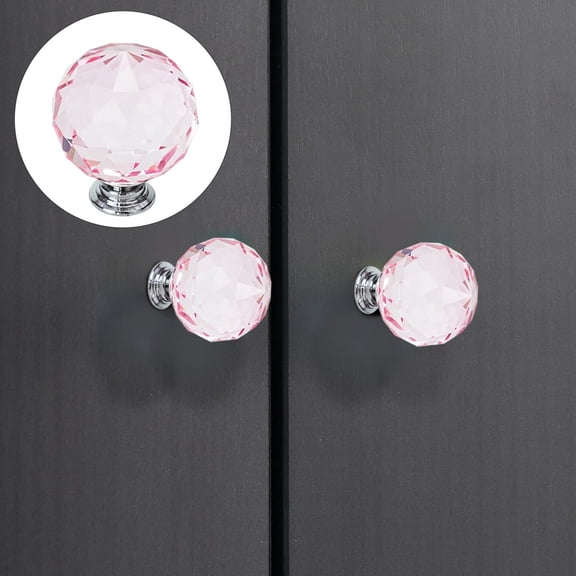 Pink 30Mm Glass Cabinet Pull Handle, Alloy Base Knob for Drawer, By Meiiso, Large Inventory!