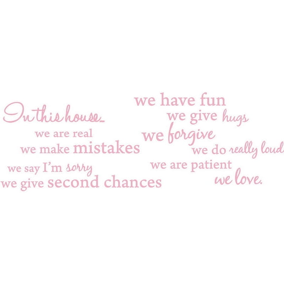 Pink 32" x 35" In this house, We are Real... Vinyl Wall Art Home Decor Decal Sticker