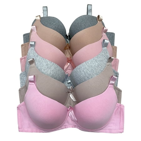 Pink 32B Coverage Cup & Padding Under Wire Bra, (6 Pack)