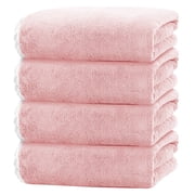 Pink Bath Towels Set of 4, Large & Ultra Soft Bath Towels 35x70in, Highly Absorbent and Quick Dry Hotel Towels for Bathroom Gym Swim, Durable Microfiber Shower 