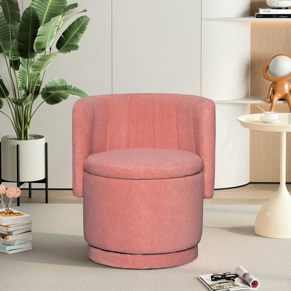 Pink 360 Degree Swivel Chair With Hidden Storage For Bedroom And Living Room Enjoyable Seat - Pink, Space