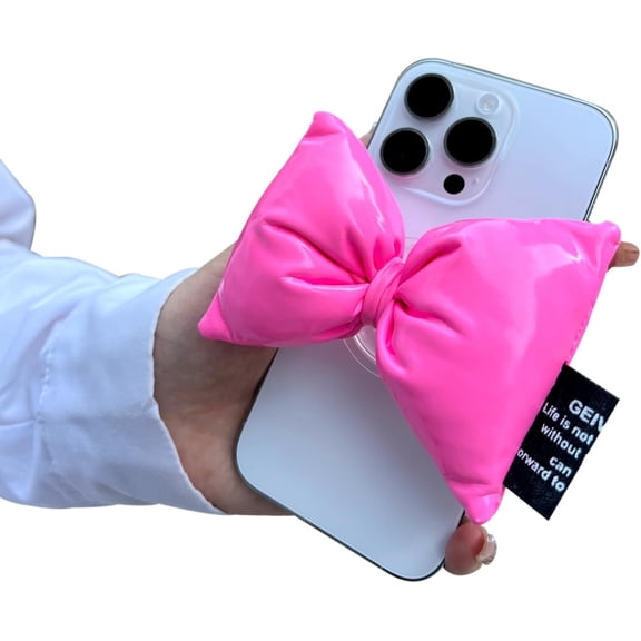 Pink 360-degree Rotating Mobile Phone Handle Stand, Retractable Folding, for Smartphone Tablet Accessories, Bow airbag Mobile Phone Handle Stand