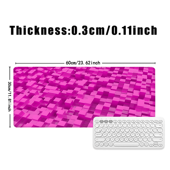 Pink 3D Cube Pattern Mouse Pad 31.5 x 11.82 Inches Rubber Desk Mat for Office and Gaming