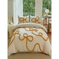 thumbnail image 1 of Pink 3D Rope Bow Duvet Cover Set - Polyester Bedding, TWIN (2 Pc) / QUEEN & KING (3 Pc), Multi-Color, 1 of 12